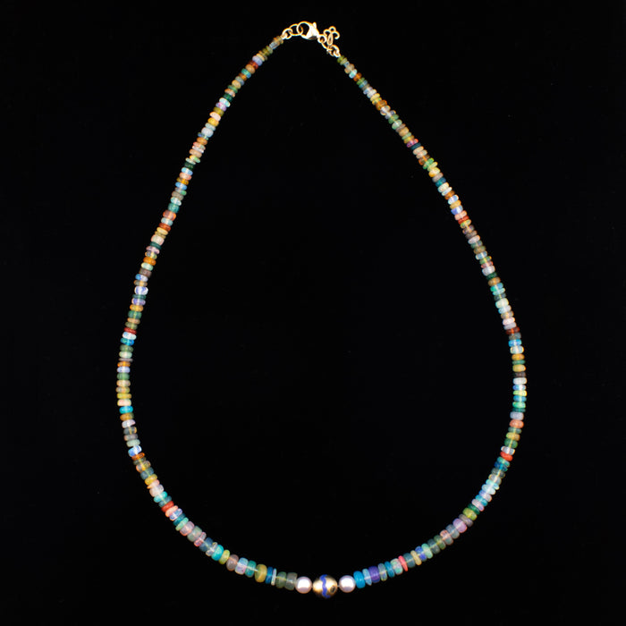 Blue Opal Matte Sapphire Necklace