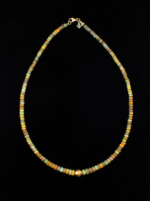 Orange Opal Matte Sapphire Necklace