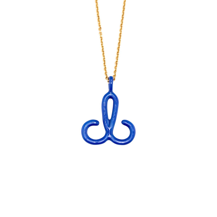 Cup & Belle Signature Logo Blue Enamel Necklace