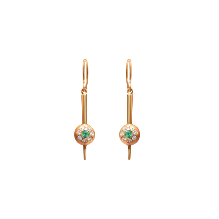 Emerald With Diamond Pendulum Earrings
