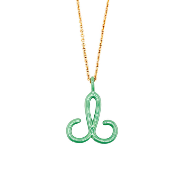 Cup & Belle Signature Logo Green Enamel Necklace