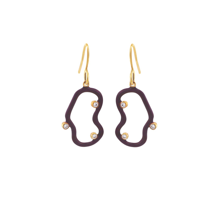Groovy Hearts Purple Enamel Earrings