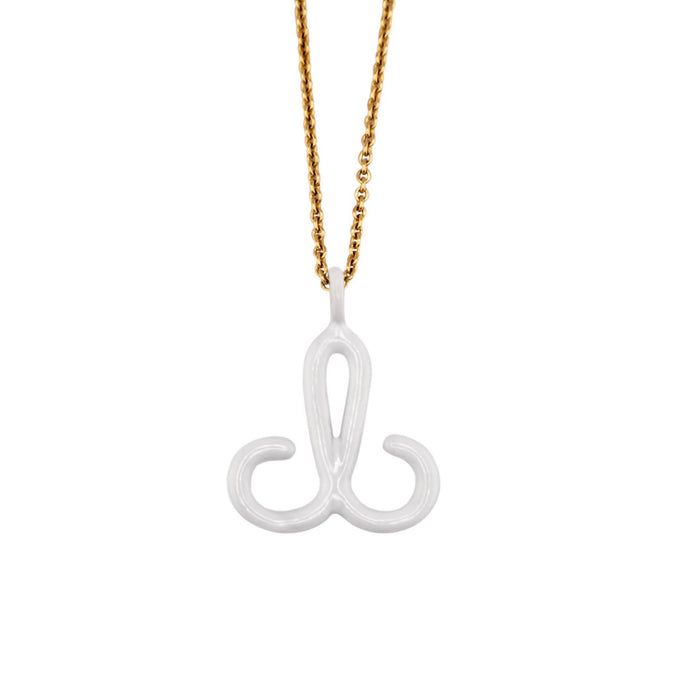 Cup & Belle Signature Logo White Enamel Necklace