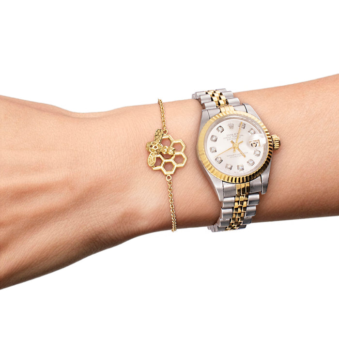Busy Bee On Honeycomb Bracelet