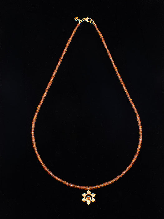 Orange Sapphire Matte Sacral Necklace