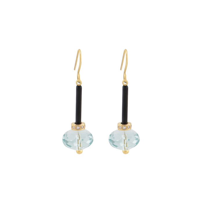 Blue Topaz With Diamond Pendulum Earrings - Cup and Belle
